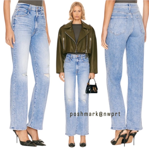 MOTHER Denim - NWT ✨ MOTHER Maven Ropin N Rollin High Waist Rise Wide Leg Blue Jeans 23 24
